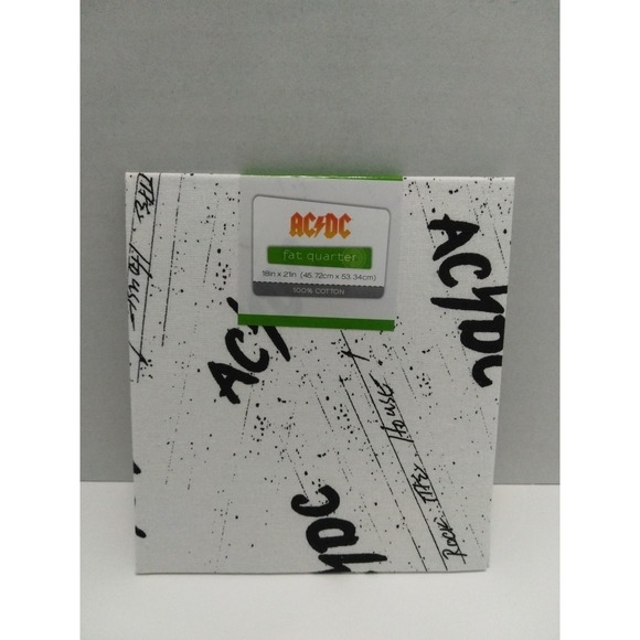 Fat Quarter | Office | Acdc Sketch Logo Fat Quarter 8 X 21 White Cotton ...